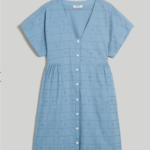 Madewell Button-Front V-Neck Mini Dress - Picture 2 of 6